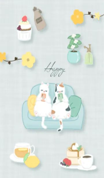 [LINE着せ替え] bluegreen 猫の休日05_1の画像1