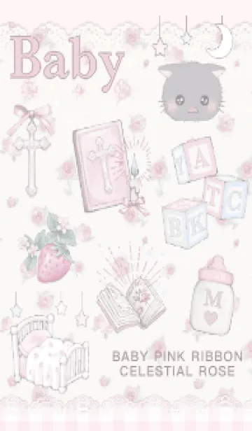 [LINE着せ替え] ベビーピンクリボン♡セレスティアルローズの画像1