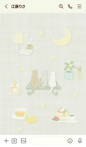 [LINE着せ替え] pistachio green 月夜と猫06_1の画像2