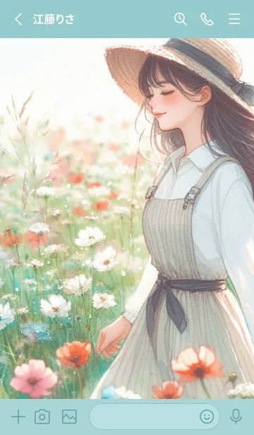[LINE着せ替え] Have a nice day Flower field and girlの画像2