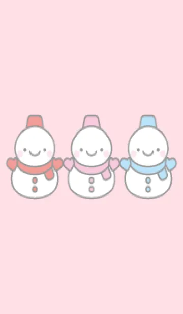 [LINE着せ替え] 赤ピンク青：3人雪だるま着せかえの画像1