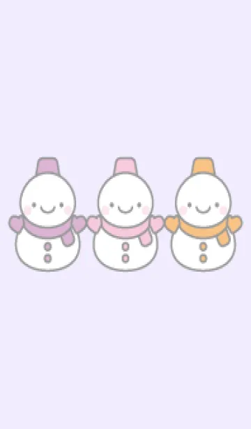 [LINE着せ替え] 紫ピンクオレンジ：3人雪だるま着せかえの画像1