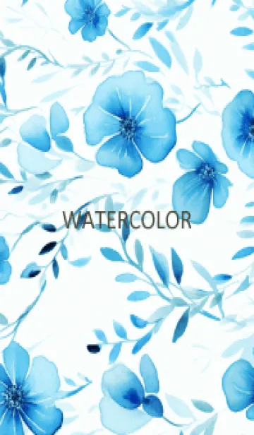 [LINE着せ替え] WATERCOLOR-BLUE FLOWERの画像1