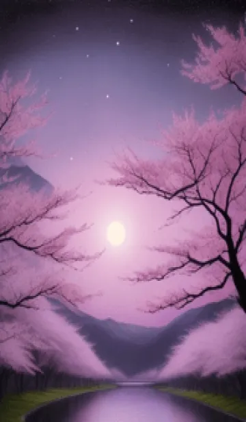 [LINE着せ替え] 夜に満開の桜 yLNDhの画像1