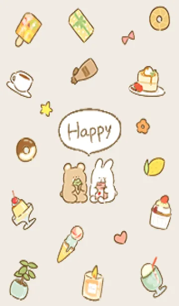 [LINE着せ替え] beige simple happy icon05_1の画像1