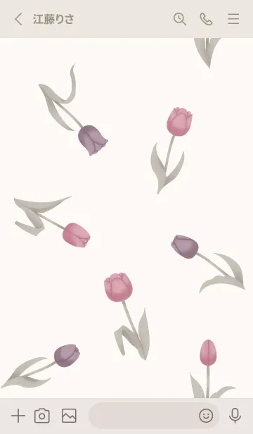 [LINE着せ替え] 春をうたうチューリップ【ベージュ×紫桃】の画像2