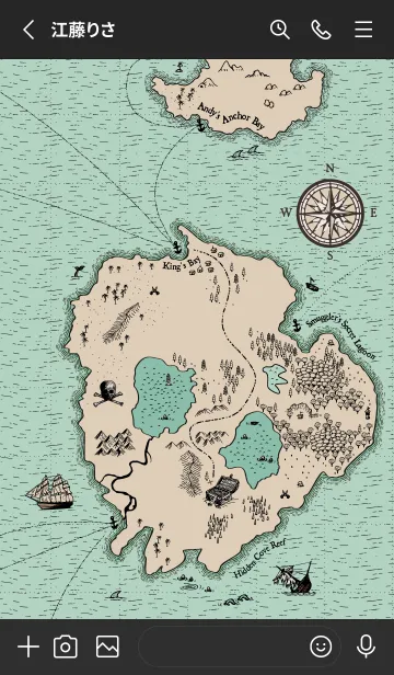 [LINE着せ替え] パイレーツ - 海賊の宝の地図  Emerald Bayの画像2