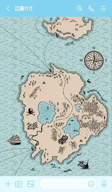 [LINE着せ替え] パイレーツ - 海賊の宝の地図 アクアの画像2