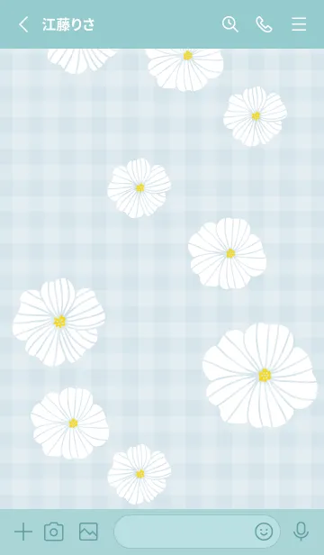 [LINE着せ替え] 6輪の白い花 チェック27の画像2