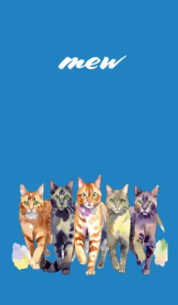 [LINE着せ替え] blue 五匹の猫の画像1