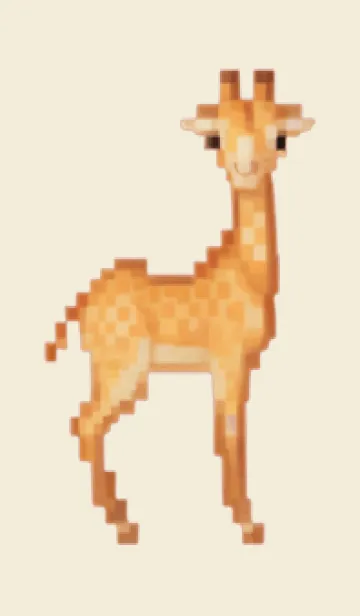 [LINE着せ替え] キリンのドット絵のきせかえ Beige 03の画像1