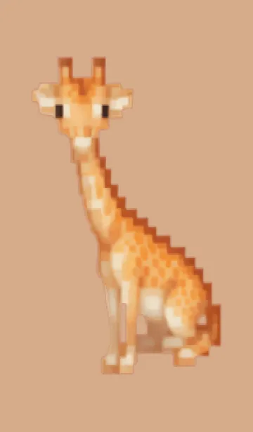 [LINE着せ替え] キリンのドット絵のきせかえ Beige 02の画像1