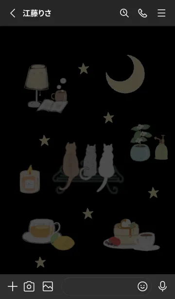 [LINE着せ替え] black 月夜と猫13_1の画像2
