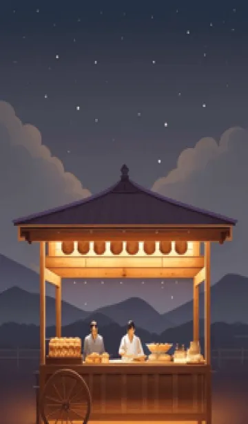 [LINE着せ替え] 夜の屋台 IjtBjの画像1