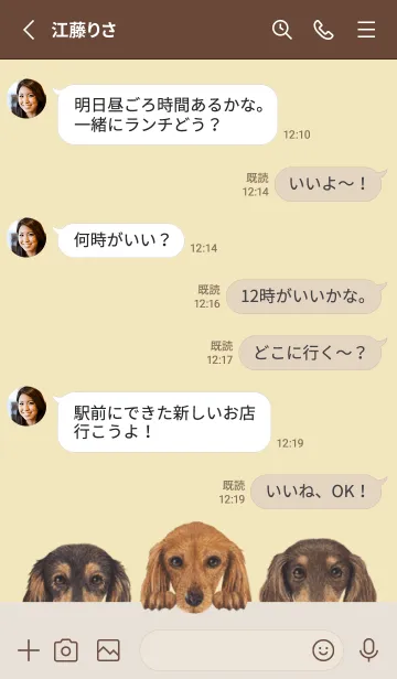 [LINE着せ替え] ダックスフンド L - クリーム イエローの画像3