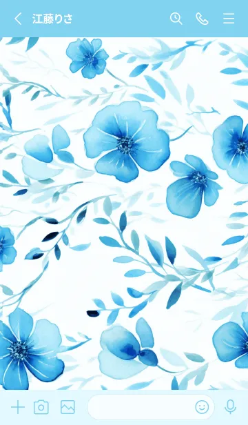 [LINE着せ替え] WATERCOLOR-BLUE FLOWER 2の画像2