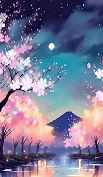 [LINE着せ替え] 美しい夜桜の着せかえ#799の画像1