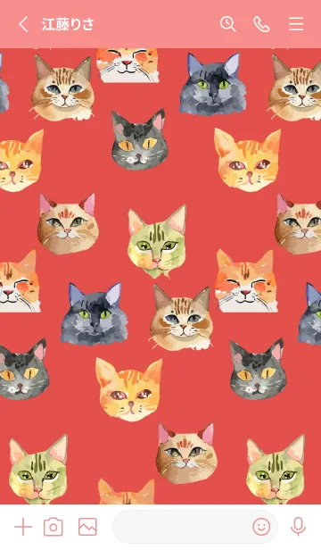 [LINE着せ替え] red いろんなねこの顔の画像2
