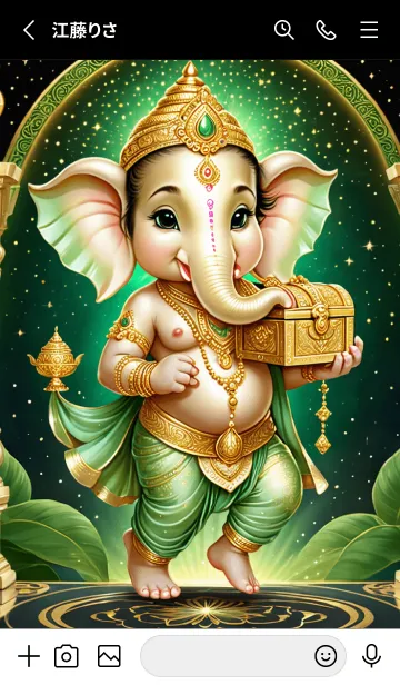 [LINE着せ替え] Green Ganesha : for Wealth & Rich (JP)の画像2