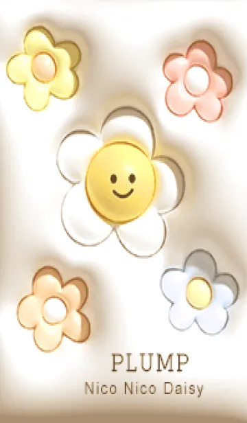 [LINE着せ替え] ベージュ ぷっくりニコニコデイジー05_1の画像1