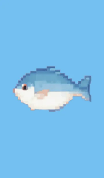 [LINE着せ替え] 魚のドット絵のきせかえ Blue 05の画像1