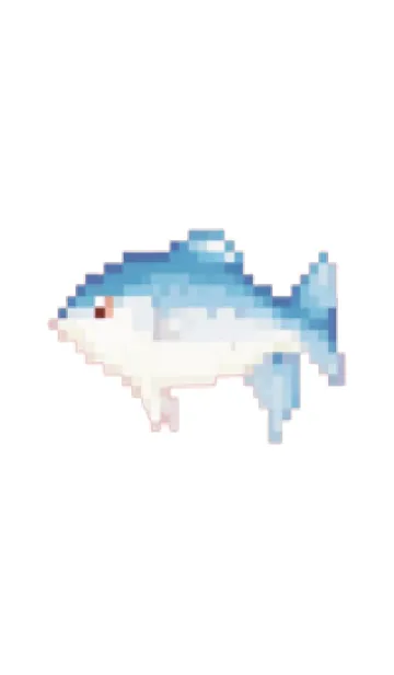 [LINE着せ替え] 魚のドット絵のきせかえ BW 03の画像1