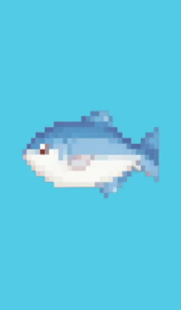 [LINE着せ替え] 魚のドット絵のきせかえ Blue 03の画像1