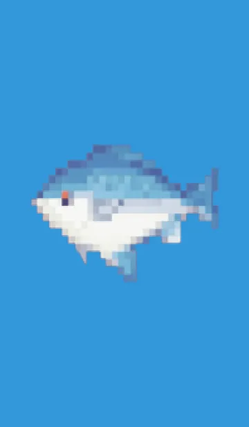 [LINE着せ替え] 魚のドット絵のきせかえ Blue 01の画像1