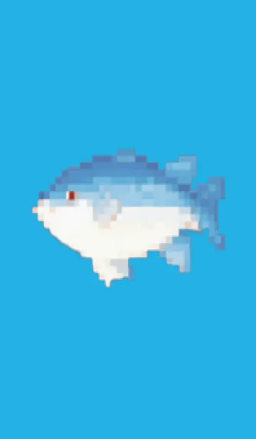 [LINE着せ替え] 魚のドット絵のきせかえ Blue 04の画像1