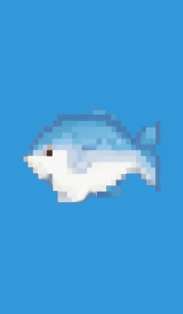 [LINE着せ替え] 魚のドット絵のきせかえ Blue 02の画像1