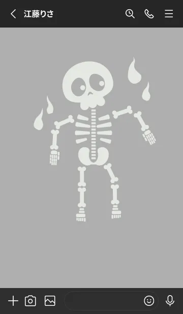 [LINE着せ替え] kabemon-ガイコツ シルバーグレイの画像2