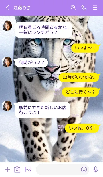 [LINE着せ替え] 夢幻の白いスノーヒョウ QZkyFの画像3