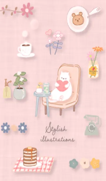 [LINE着せ替え] red のんびり猫さん11_1の画像1