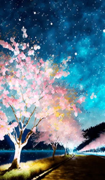 [LINE着せ替え] 美しい夜桜の着せかえ#808の画像1