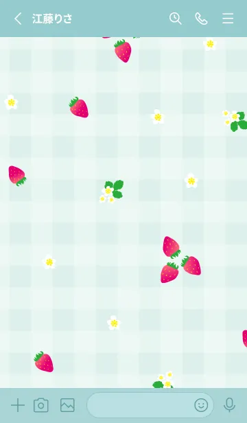 [LINE着せ替え] 苺 チェック柄17の画像2