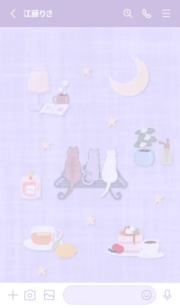[LINE着せ替え] purple 月夜と猫11_1の画像2