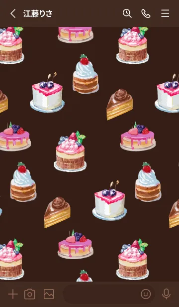 [LINE着せ替え] brown ケーキがいっぱいの画像2