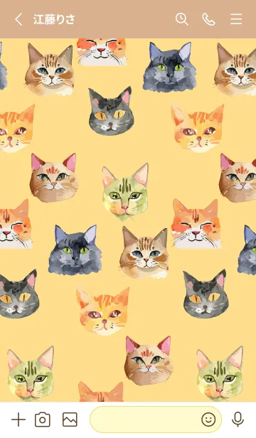 [LINE着せ替え] brown & yellow いろんなねこの顔の画像2