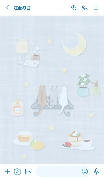 [LINE着せ替え] blue 月夜と猫12_1の画像2