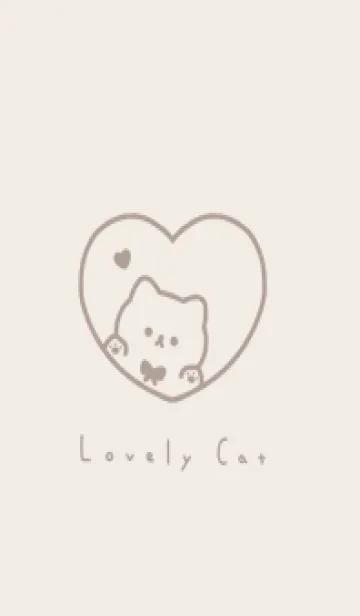 [LINE着せ替え] ねことハート / ベージュ.の画像1