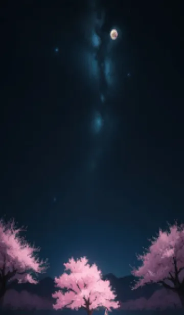 [LINE着せ替え] 夜に満開の桜 CKQroの画像1