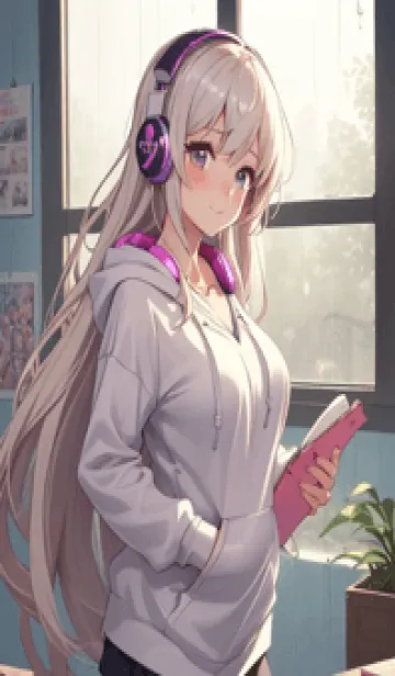 [LINE着せ替え] 快適な日 - 窓辺の少女と音楽 sIV7Kの画像1