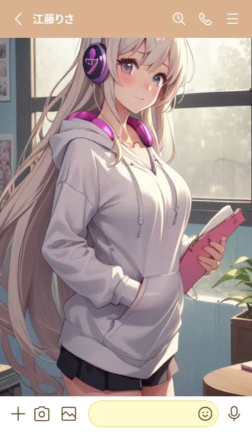 [LINE着せ替え] 快適な日 - 窓辺の少女と音楽 sIV7Kの画像2