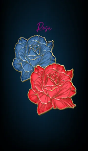 [LINE着せ替え] Blue and red roses Enamel Pin 38の画像1