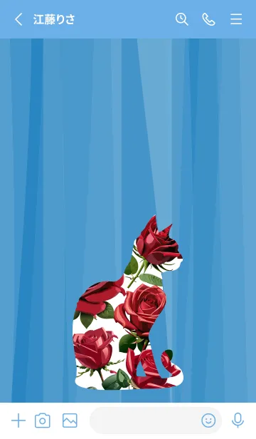 [LINE着せ替え] blue 薔薇柄猫の画像2