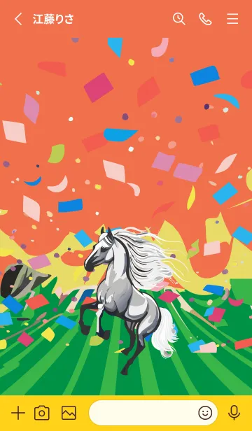 [LINE着せ替え] red & yellow かわいいお馬さんの画像2