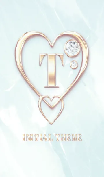 [LINE着せ替え] 【 T 】 Heart Charm & Initial - Blue 2の画像1