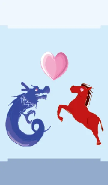 [LINE着せ替え] ekst Blue（ドラゴン）Love Red（馬）の画像1