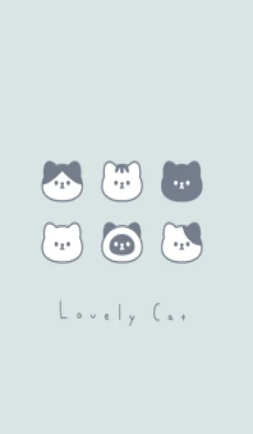 [LINE着せ替え] ねこのかお。白とライトブルーの画像1