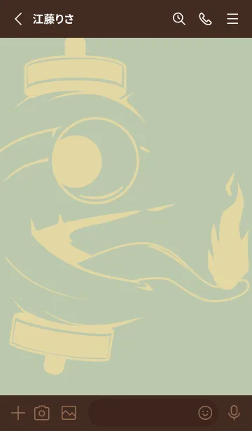 [LINE着せ替え] kabemon-提灯おばけ 抹茶色の画像2